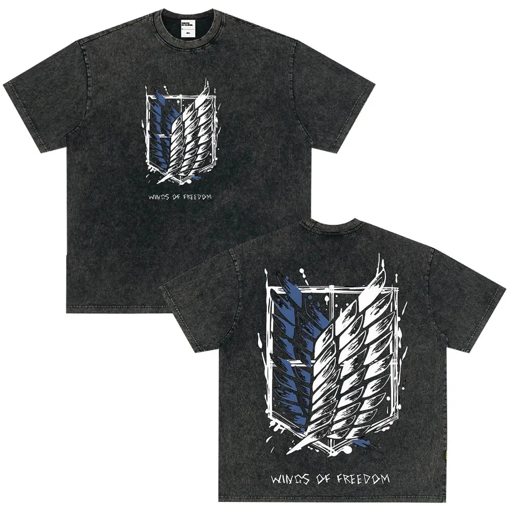 Summer Wears Anime Anime Attack on Titan Classic Cotton T-shirts New Style Washed T-shirt Fashion Streetwears Men