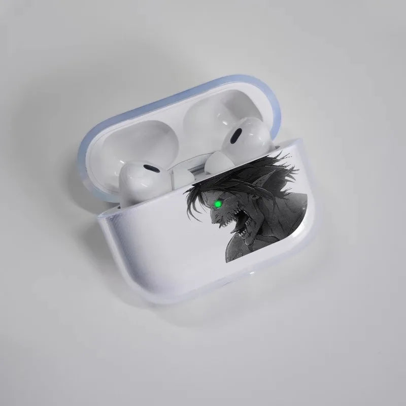 New Attack on Titan Eren Soft Case for AirPods 1 2 Pro 3 4 Wirless Bluetooth Headphone Cover Transparent Earphone Shell for Pro2