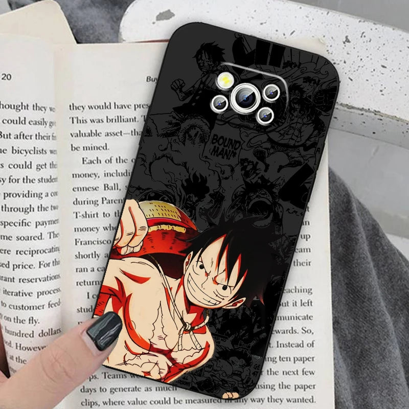 Anime Art One Piece Luffy For Xiaomi Mi Poco F5 F4 F3 X6 X5 X4 X3 M6 M5 M5S M4 M3 C65 Pro GT NFC 5G Black Back Phone Case
