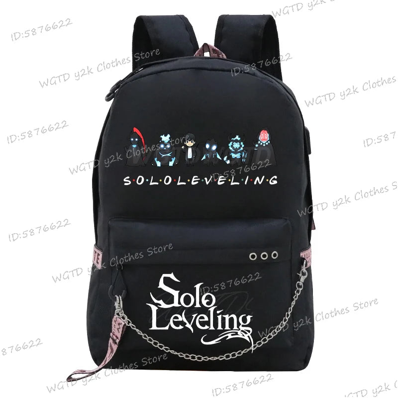 Cute Funny Solo Leveling Anime School Backpack for Teenager Bookbag Fashion Student Zipper Travel Rucksack Women Men Back Pack