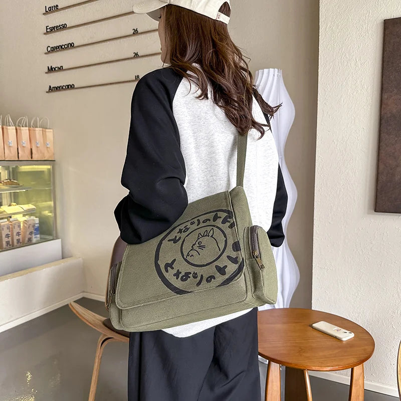 canvas bags Anime periphery My neighbor is Chinchilla shoulder bag Totoro backpack messenger bag School bag