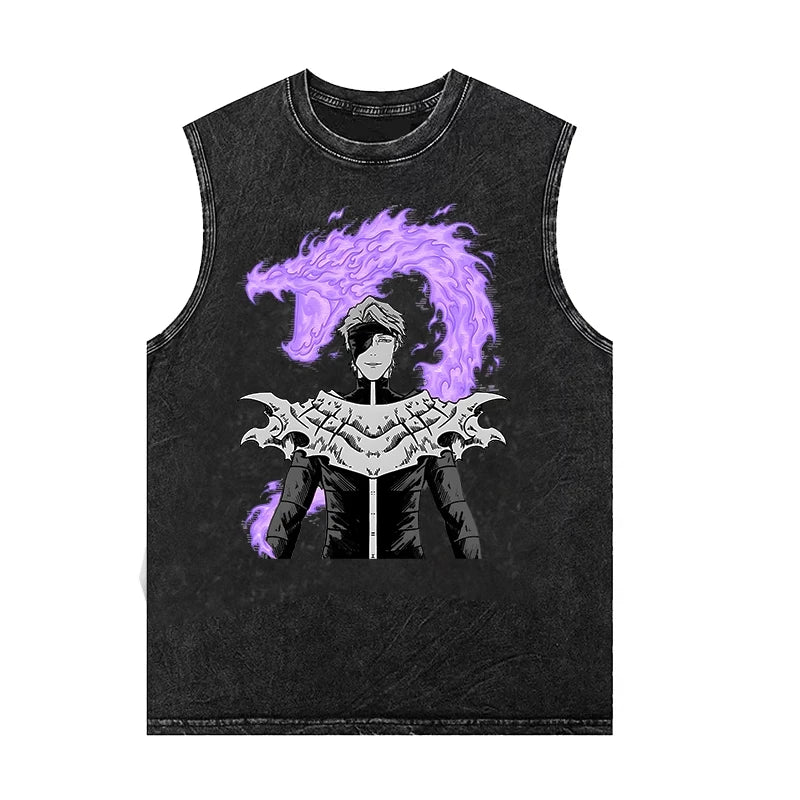 Men's Tank Tops Anime Gojo Jujutsu Man Sleeveless Shirt Summer New Women's Oversized Vintage Washed Vest Gym T Shirt Y2k Clothes
