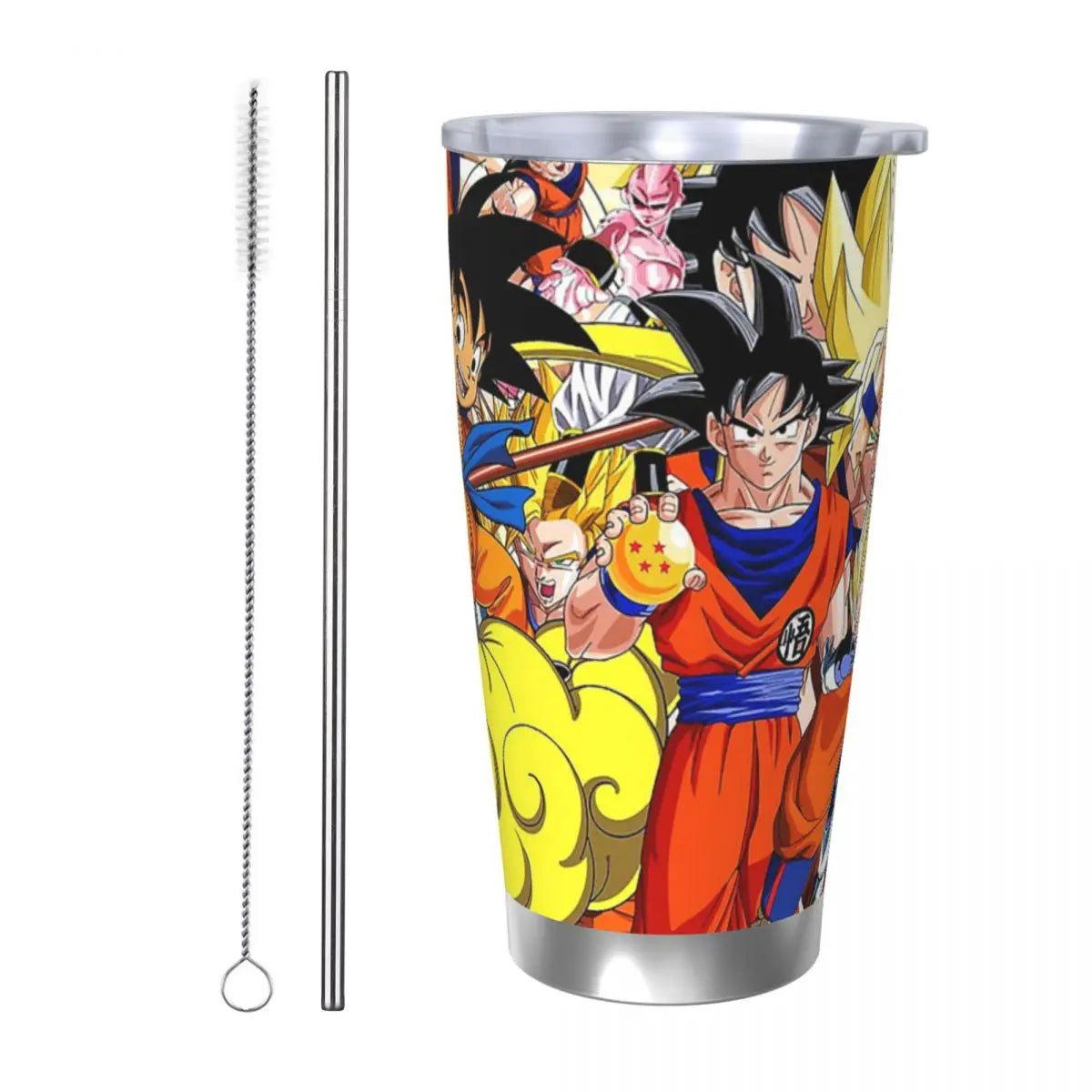 Son Goku & Vegeta DBZ Stainless Steel Tumbler – Double Wall Hot & Cold Cup with Straw