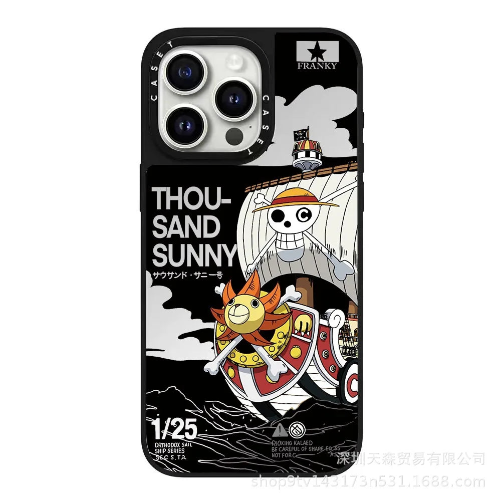 One Piece x Naruto Mirror Phone Case – Anti-Fall Collection for iPhone 16 Pro Max