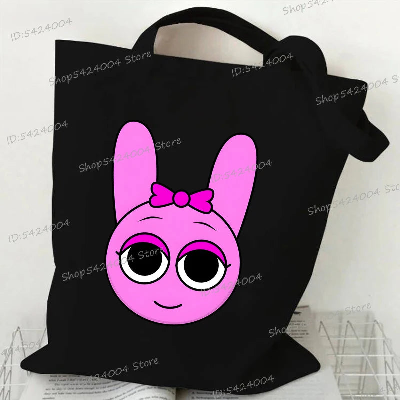 Anime Sprunki Incredibox Game Handbags Women Men Large Capacity No Zipper Canvas Tote Bag Sprunki Figure Shoulder Bag