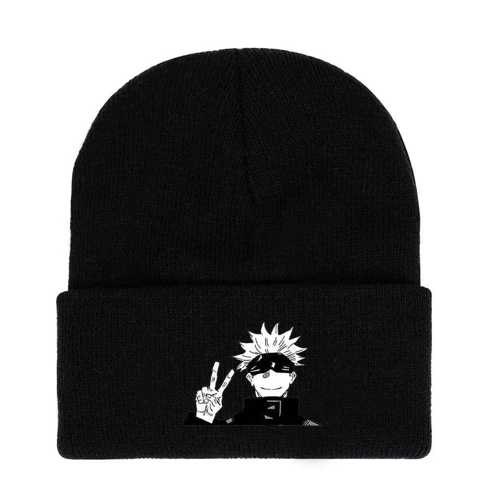 Anime Gojo Satoru Manga Kawaii Hat Autumn Winter Beanies Baggy Jujutsu Kaisen Anime Cat Men Women Knitted Hat