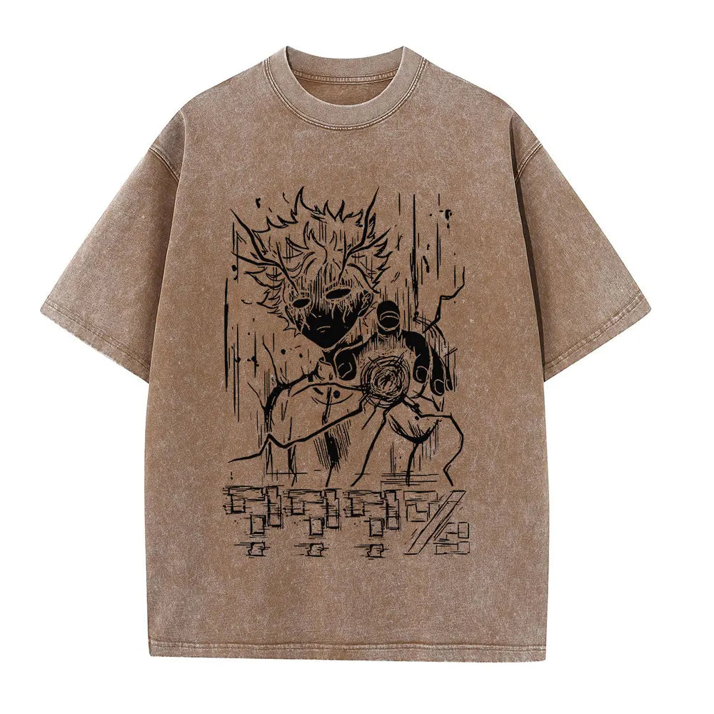 Mob Psycho 100 Vintage Graphic T-Shirt – Harajuku Streetwear Cotton Tee for Men