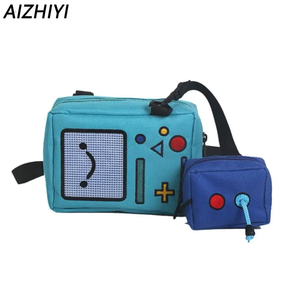 Anime Adventure Time BMO Small Bags for Women Phone Purse Female Canvas Game Machine Shoulder Bag Funny Crossbody Bag