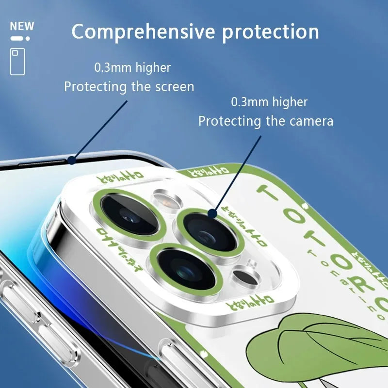 Cute T-TotoroS Phone Case For iPhone 16 Pro Max 15 14 Plus 13 12 11 Pro XR XS X 8 7 SE 2020 Soft Silicone Clear Cover