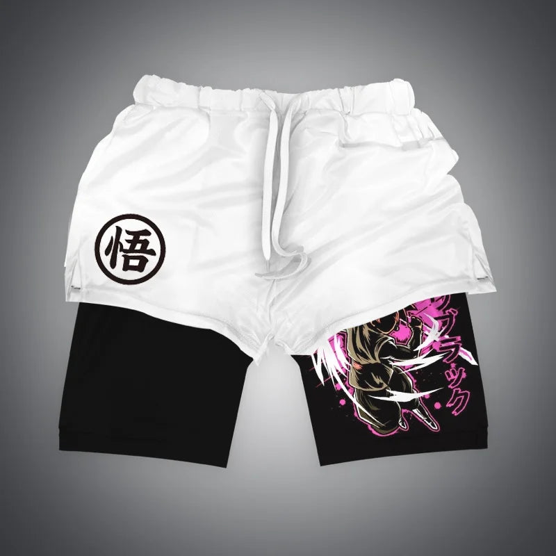 New Dragon Ball Son Goku Shorts Anime Men Double Layer Sports Short Pants Sportswear Jogger Breathable Beach Pants