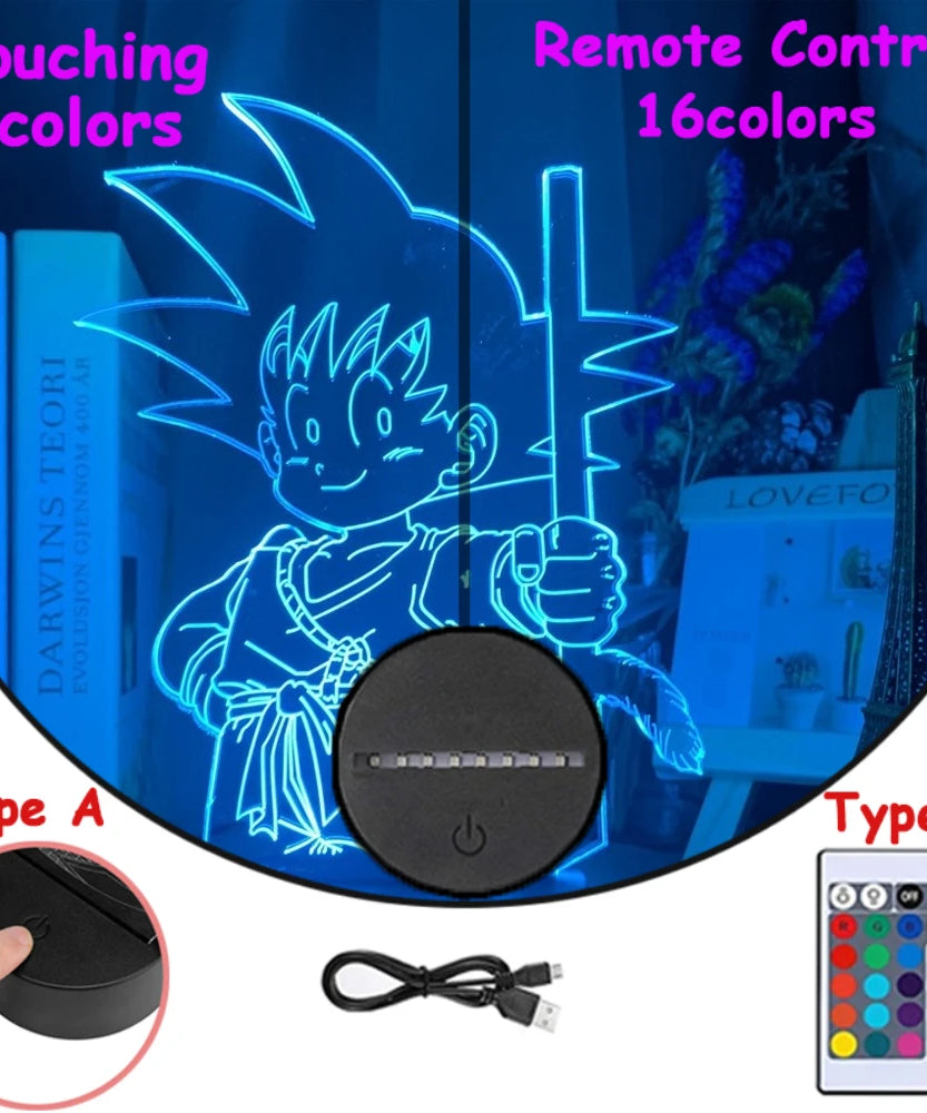 Dragon Ball Z Anime Figures 3D LED Light Childhood Desk Lamp Goku Figure Vegeta Gohan Anime Figures Room Decor Birthday Gift