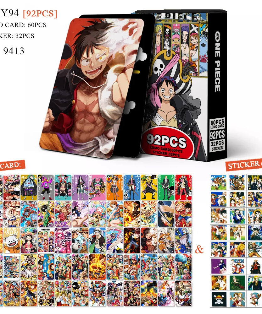 92 pieces of One Piece double-sided LOMO cards, wanted anime, coated paper high-definition photo cards commemorative edition
