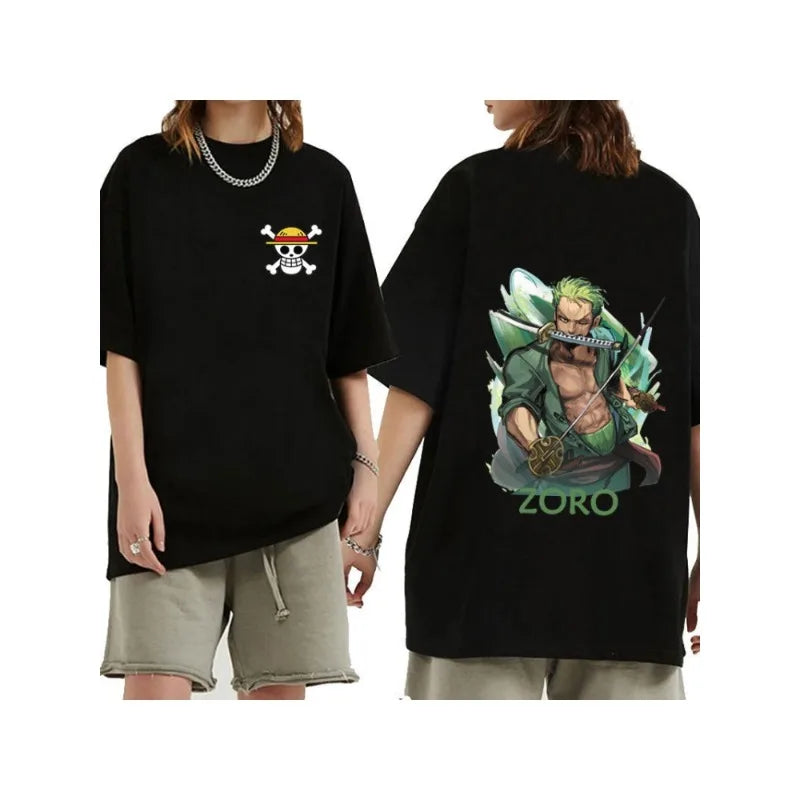 Anime ONE PIECE Sauron Printing Men's and Women's Loose Casual Short Sleeve One Piece Summer Couple T-Shirt Top Birthday