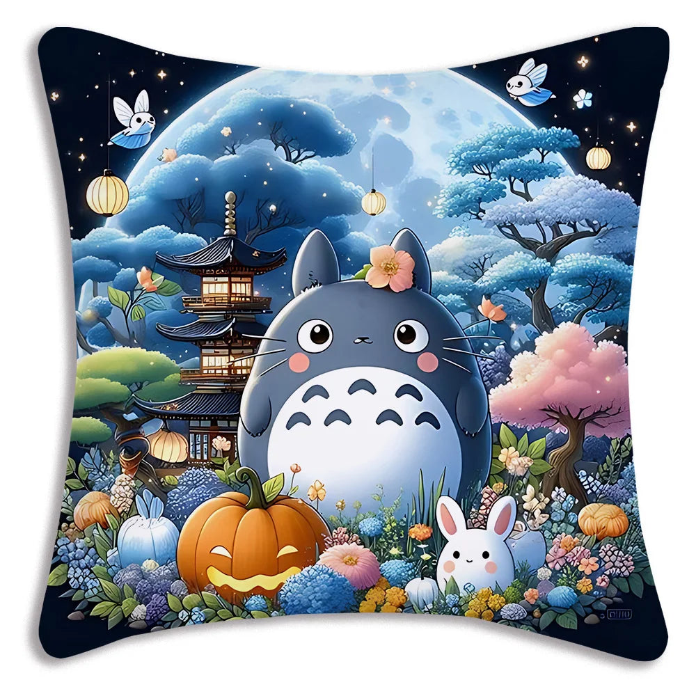 Anime T-TotoroS Kawaii Pillow Covers Cartoon Sofa Decorative Home Double-sided Printing Short Plush Cute Cushion Cover