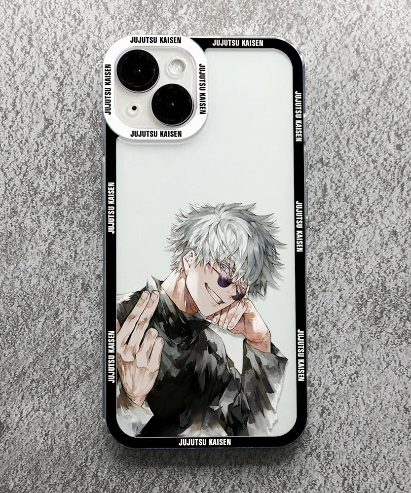 Gojo Satoru Clear Soft Case – Jujutsu Kaisen iPhone 11–16 Pro Max & Plus
