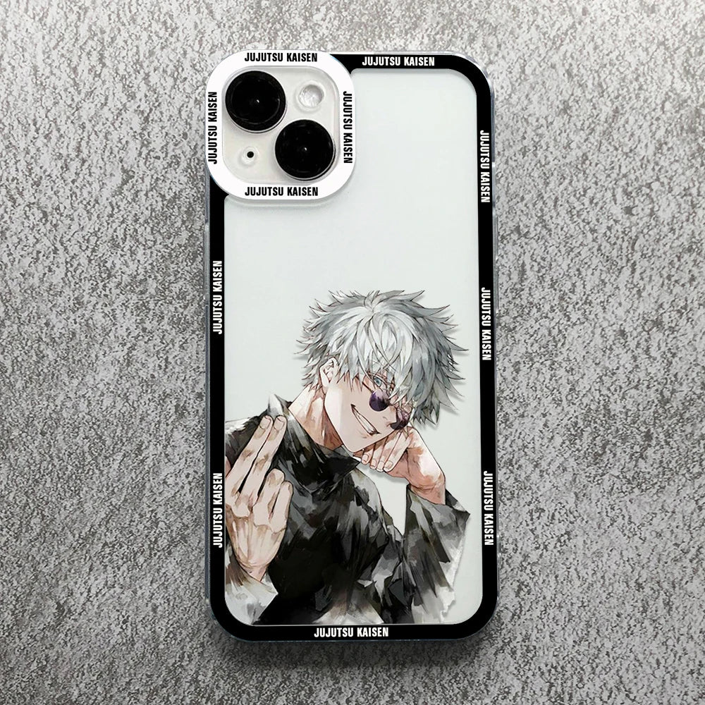 Gojo Satoru Clear Soft Case – Jujutsu Kaisen iPhone 11–16 Pro Max & Plus