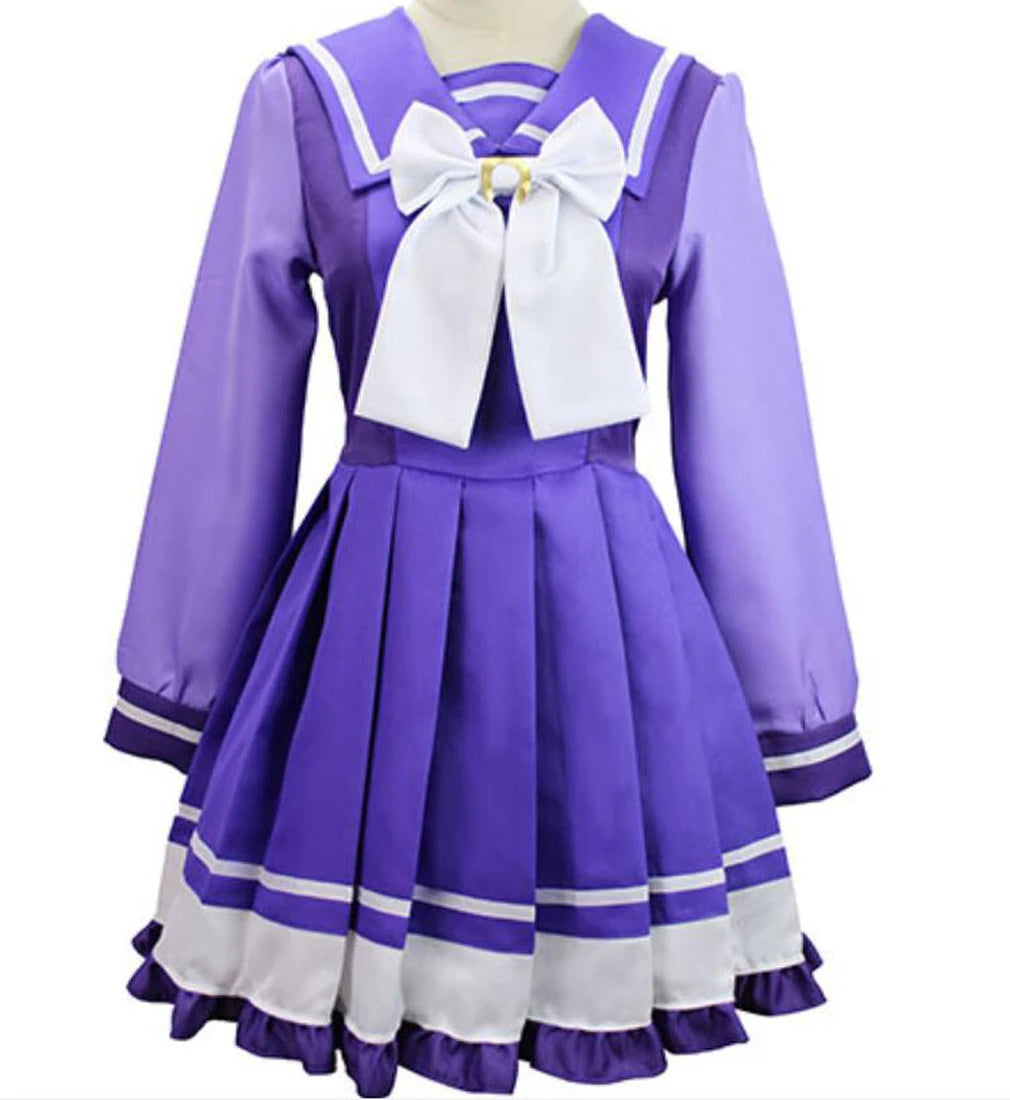 Anime Womens Suit Cosplay Mejiro McQueen Costume Purple Dress Maid Bow Suit Halloween Christmas Outfit