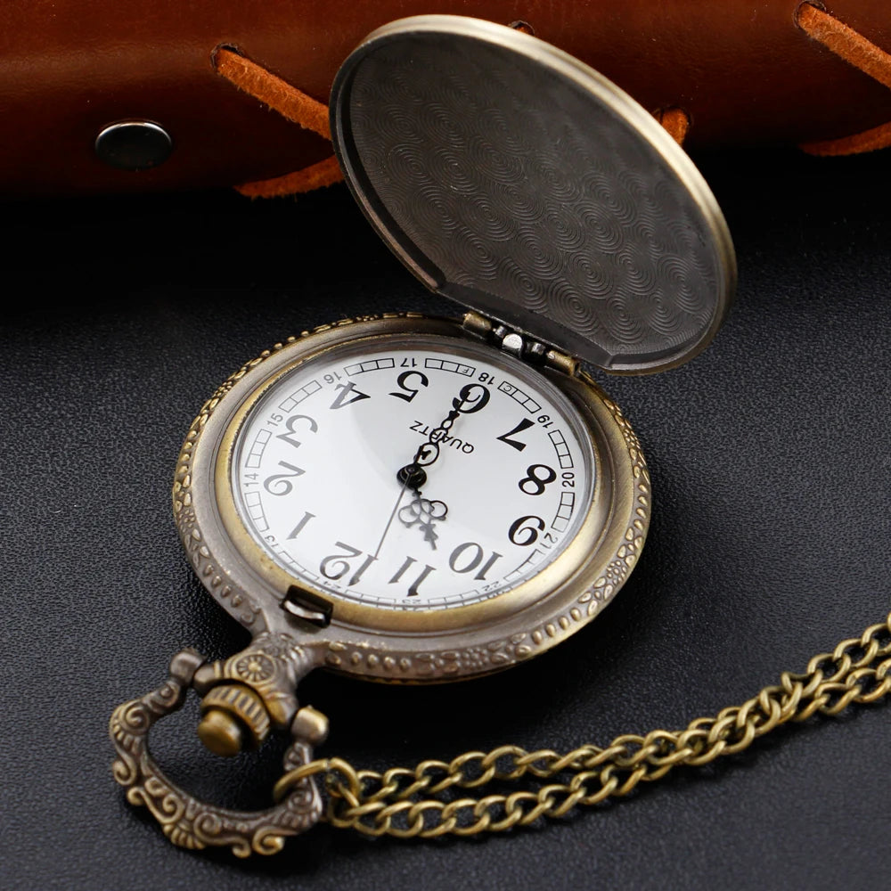Bronze Pendant Necklace Quartz Pocket Watch Anime Death Comes Fob Chain Watch Clock Men's and Children's Best Holiday Gift