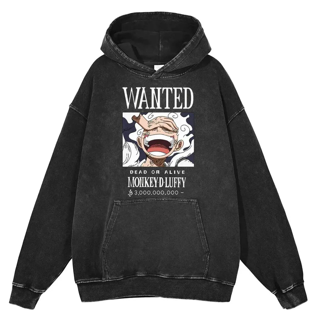 Spring Autumn Trendy Anime One Piece Oversized Hooded Sweatshirt Men Women Vintage Washed Streetwear Pullover Casual Y2k Clothes