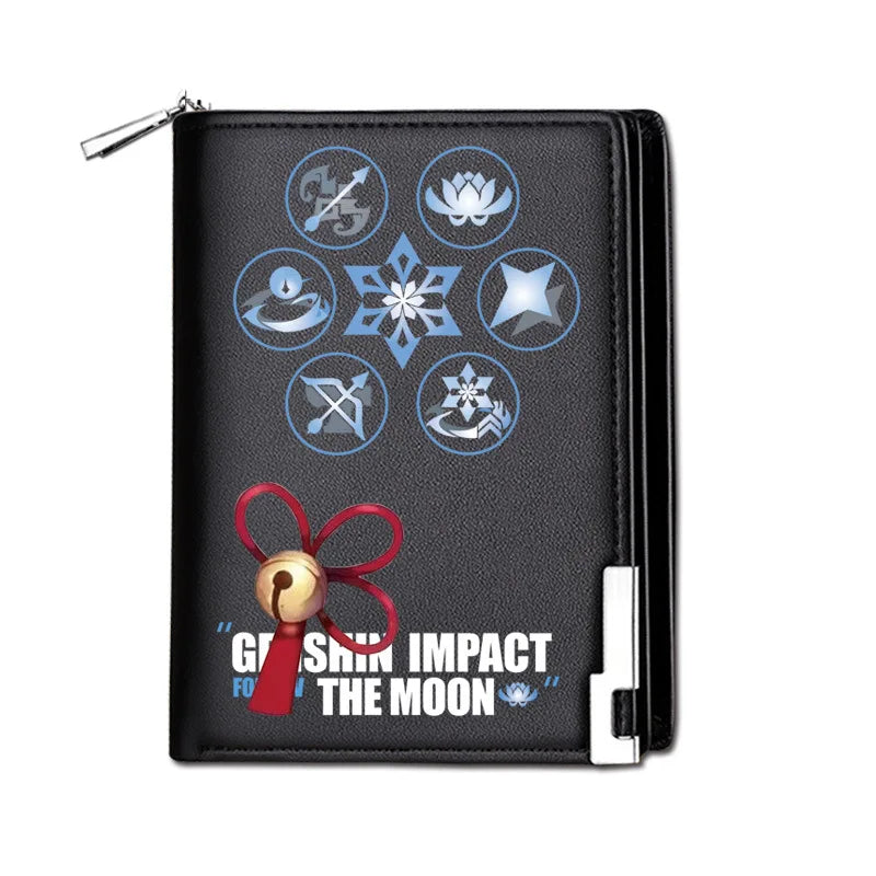 Genshin Impact Mondstadt Anime Peripheral New Zipper PU Wallet Handsome Personality Boy Print Coin Purse Short Card Pack Holiday