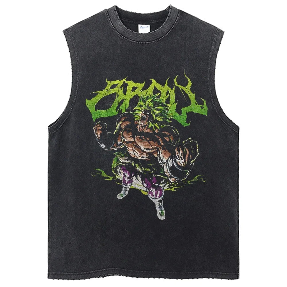 Vintage Dragon Ball Sleeveless Streetwear Tank – Harajuku Cotton Graphic Tee