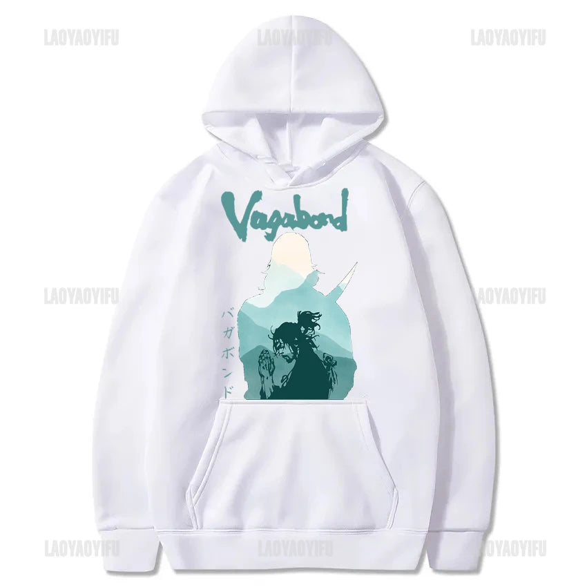 Manga 90s VAGABOND Miyamoto Musashi Print Man Hoodies Acg Fans Streetwear Hipster Otaku Clothing Casual Girl Sweatshirts