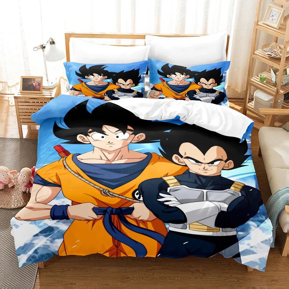 Anime Dragon Ball Duvet Comforter Quilt Cover Set Super Saiyan Bedding Set Anime Car Bed Bedroom Home Children Bedroom Gifts