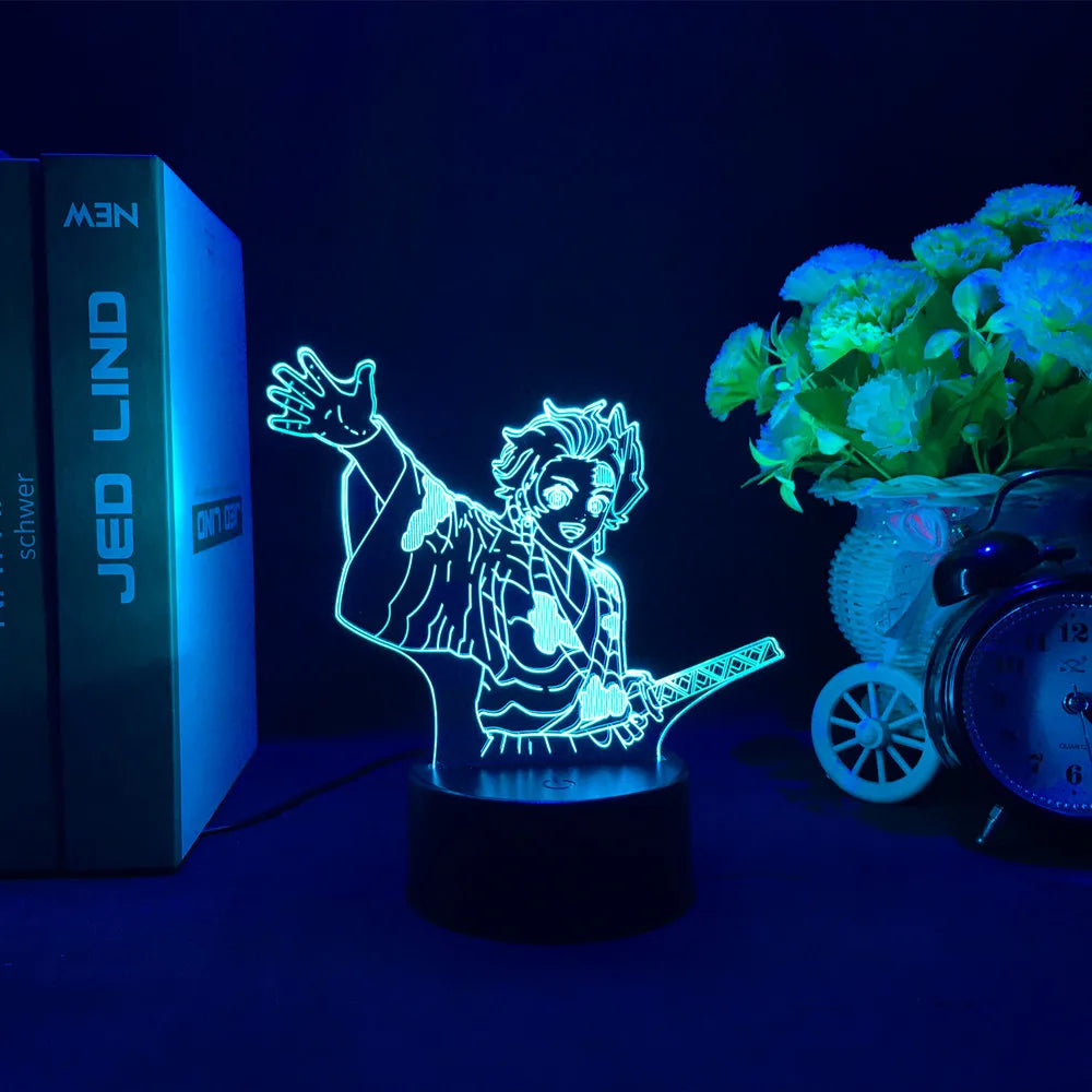 Anime Demon Slayer 3D LED Nightlight Figure for Kids Child Bedroom Decor Cool Kimetsu No Yaiba Lamp Gift Dropshopping