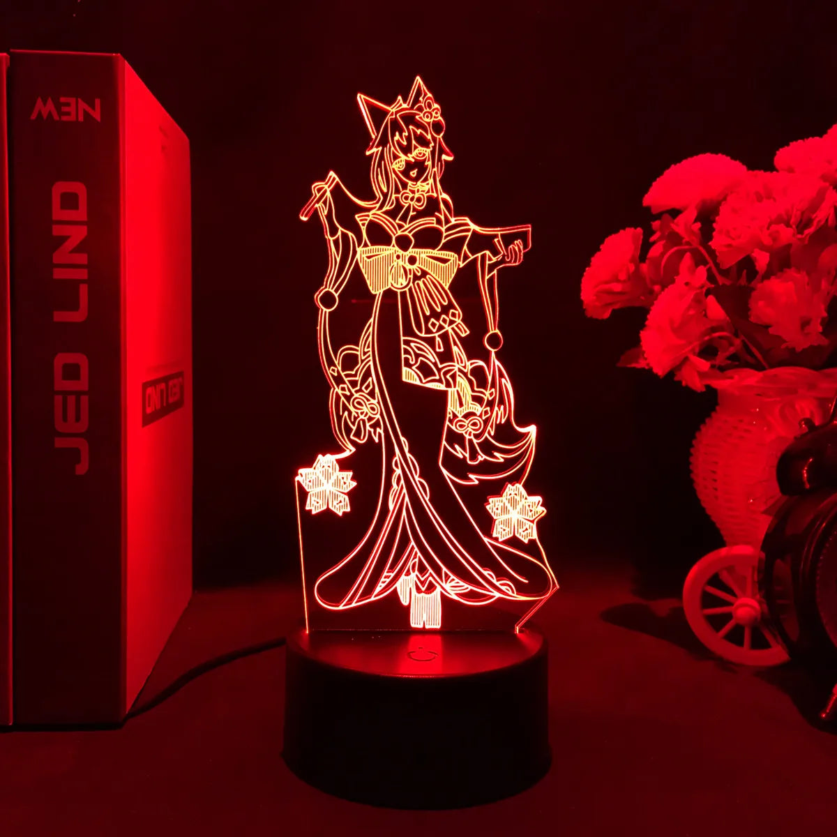 Newly Genshin Impact Night Light Yae Miko Game Figures Acrylic Stand Model 3D Table Lamp Kids Git Acrylic Bedside lamp