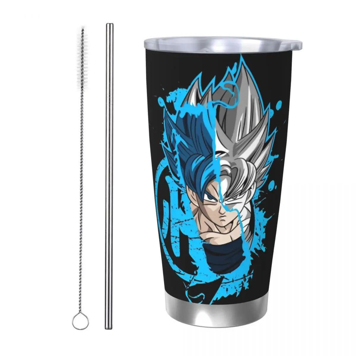Son Goku & Vegeta DBZ Stainless Steel Tumbler – Double Wall Hot & Cold Cup with Straw