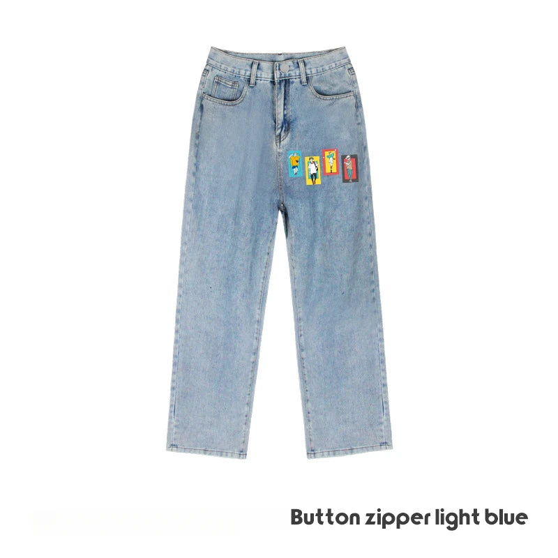 JUJUTSU KAISEN Gojo Yuji Megumi Sukuna Anime Daily Trousers Loose Spring and Autumn Wide Leg Pants Casual Jeans