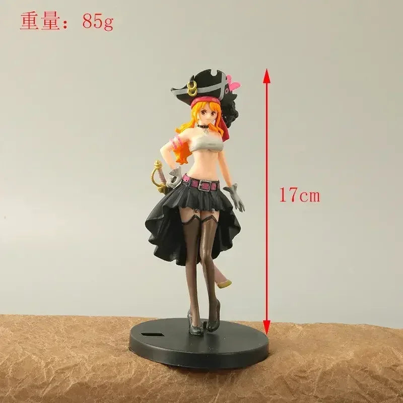 19CM Anime One Piece Nami Black Clothes Action Figure ONE PIECE FILM RED Dress Up Figurine PVC Collectible Model Toy