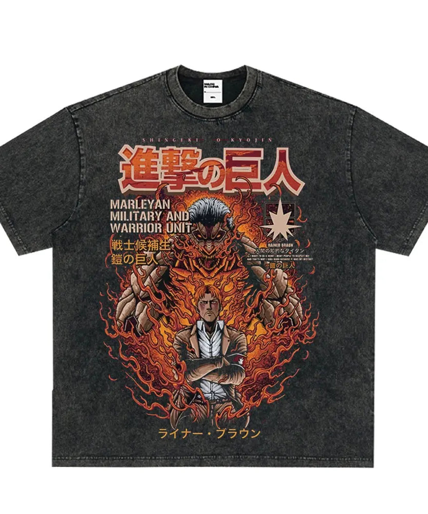 Summer Wears Anime Anime Attack on Titan Classic Cotton T-shirts New Style Washed T-shirt Fashion Streetwears Men