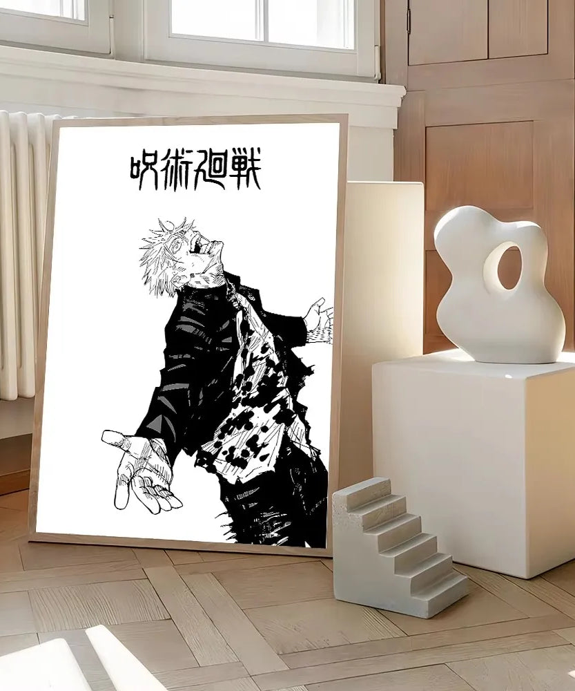Jujutsu Kaisen Canvas Art – Itadori, Gojo, Fushiguro & Toji Anime Poster (Unframed)