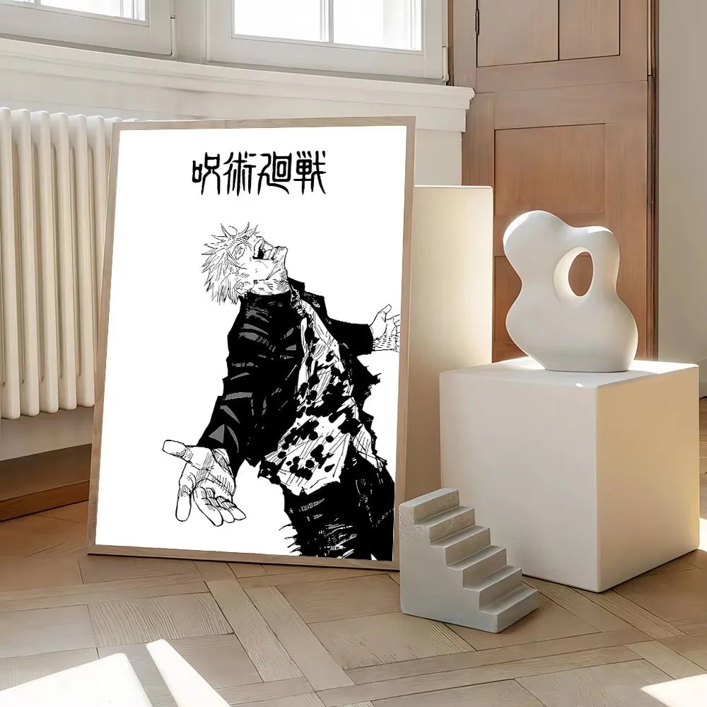 Jujutsu Kaisen Canvas Art – Itadori, Gojo, Fushiguro & Toji Anime Poster (Unframed)