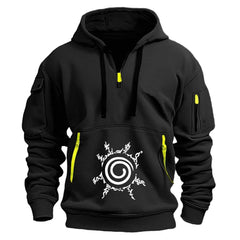 Anime Naruto Half-Zip Graphic Hoodie – Premium Long Sleeve Harajuku Pullover for Men & Women