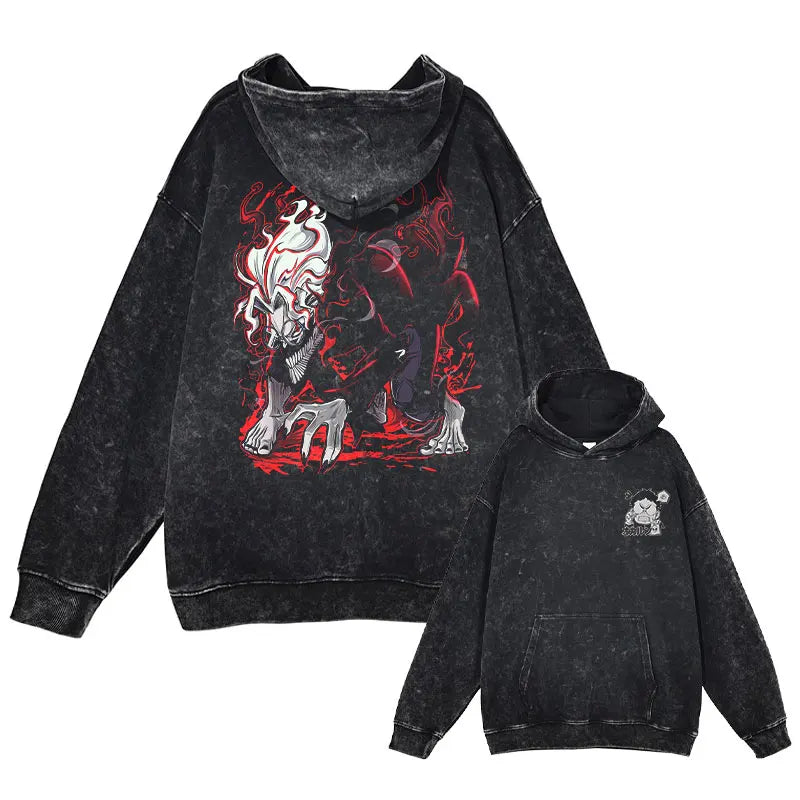 Anime dandadan Hoodies Vintage Washed Dan Da Dan Hooded Sweatshirts Oversize Streetwear Manga Ayase Momo Okarun Hoodie Men Women