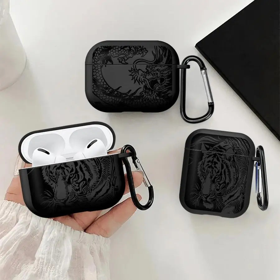 Hollow Tiger Dragon Case For Airpods Pro2 1 Pro 2 Pro3 4 3 Earphone Cases Cover