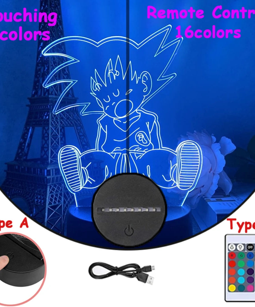Dragon Ball Z Anime Figures 3D LED Light Childhood Desk Lamp Goku Figure Vegeta Gohan Anime Figures Room Decor Birthday Gift