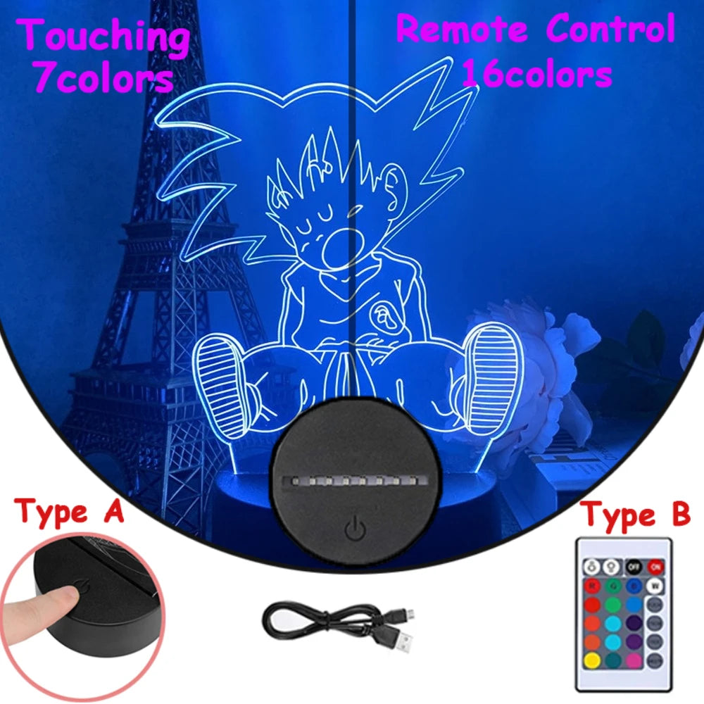 Dragon Ball Z Anime Figures 3D LED Light Childhood Desk Lamp Goku Figure Vegeta Gohan Anime Figures Room Decor Birthday Gift