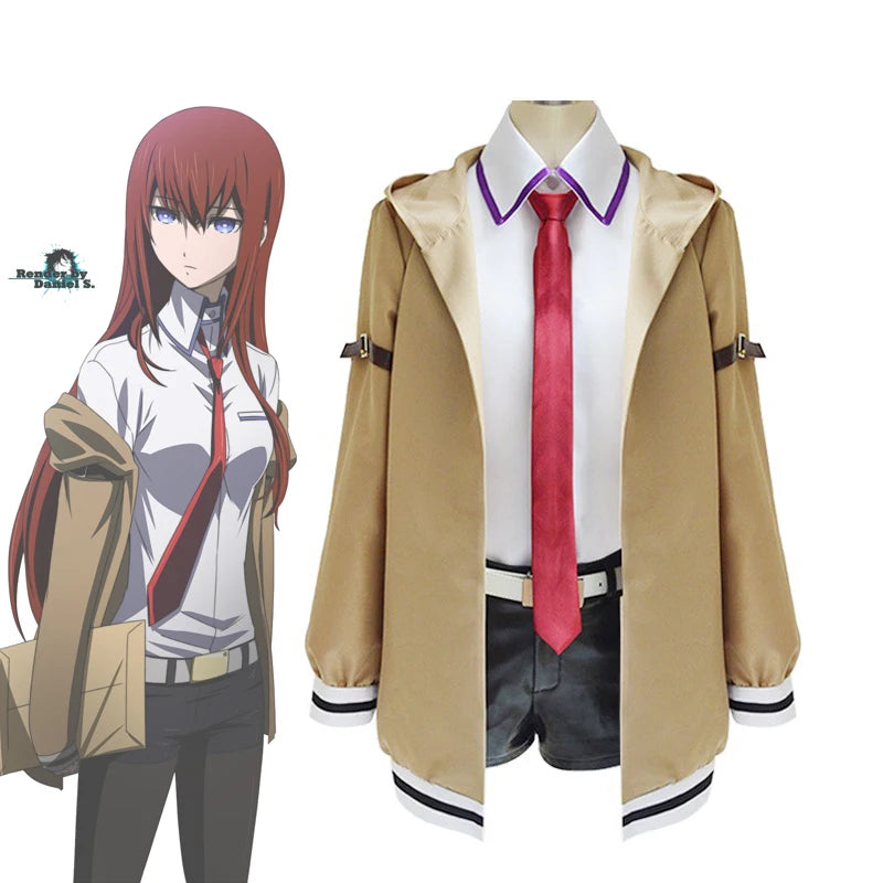 Anime Steins Gate Makise Kurisu Uniform Suit Cosplay Costume Christina Windbreaker Jacket Shirt Shorts Woman Halloween Costume
