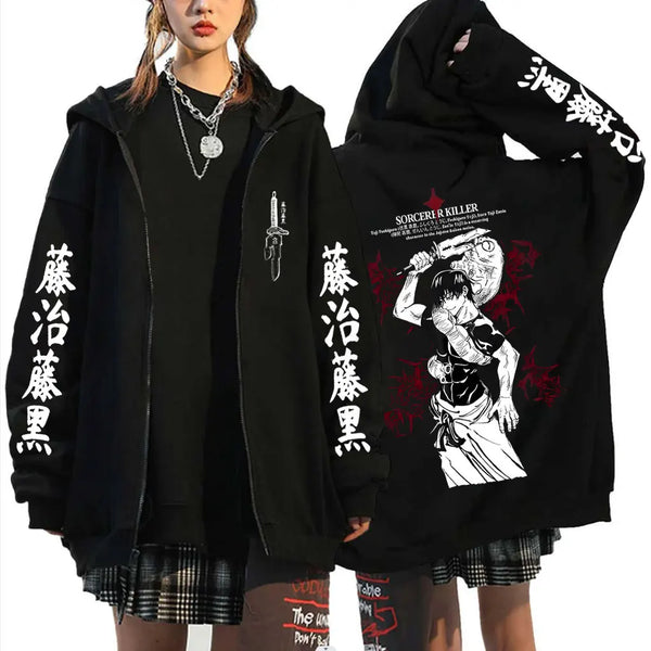 Jujutsu Kaisen Fushiguro Toji Sorcerer Killer Zip-Up Hoodie – Anime Manga Oversized Jacket
