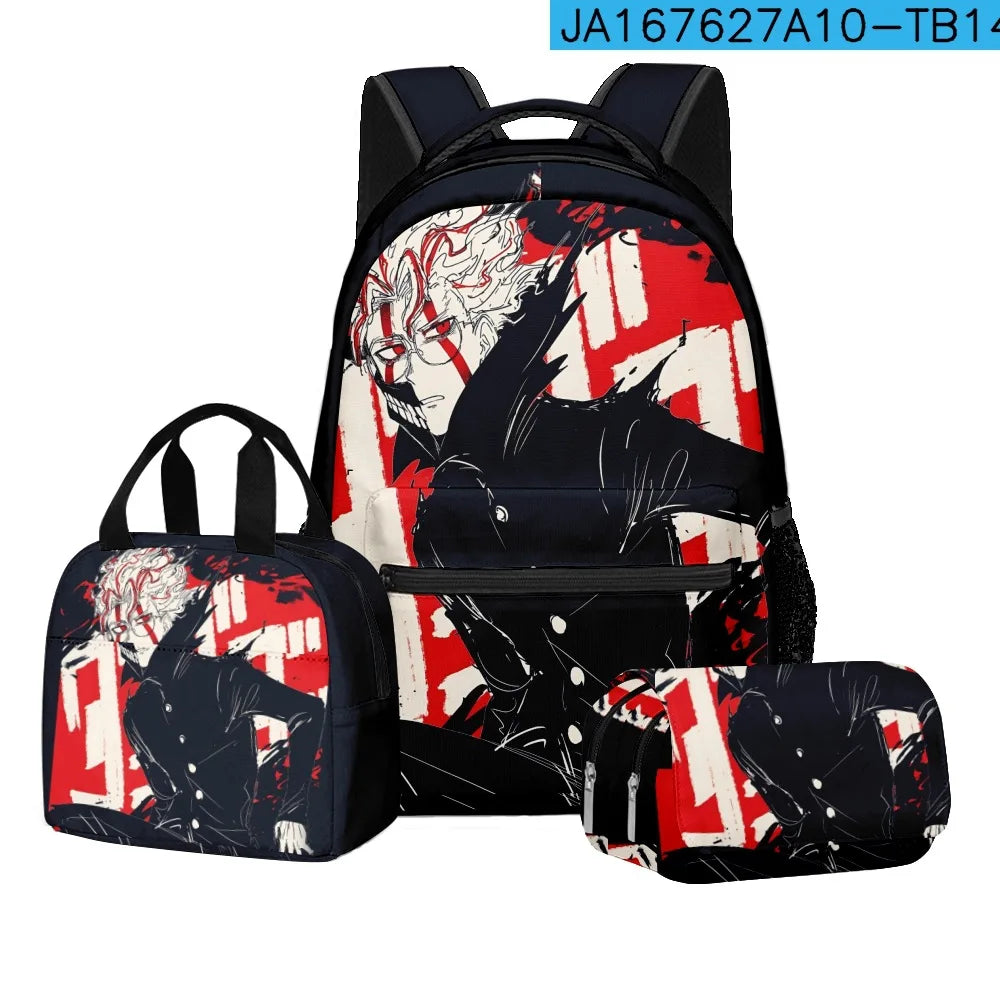 Luxury Popular Novelty DANDADAN 3D Printed 3pcs/Set student School Bags Travel Notebook Backpack Lunch bag Pencil Case