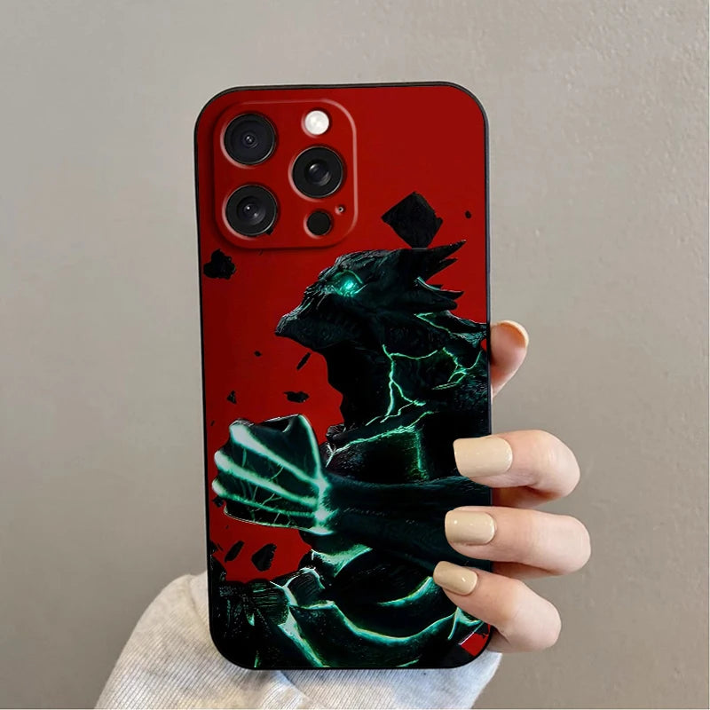 Anime K-Kaiju No. 8 Cool For iPhone 15 14 13 12 11 XS XR X 8 7 SE Pro Max Plus Mini Black Soft Phone Case