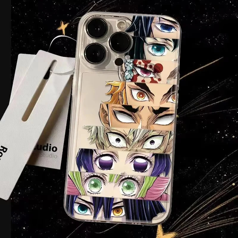 Demon Slayer Clear Case for iPhone 16 15 14 13 12 Mini 11 Pro Max XS X XR 8 7 Plus Washable Shockproof Soft Silicone Cover funda