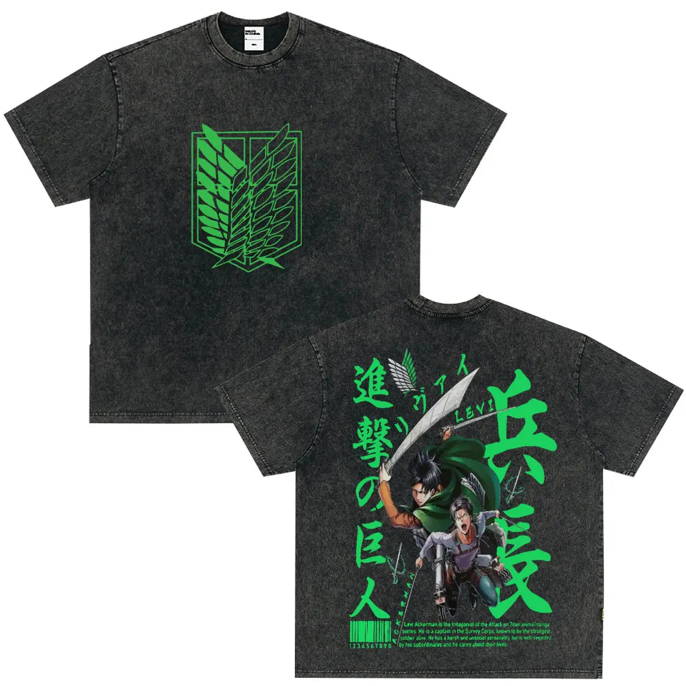 Summer Wears Anime Anime Attack on Titan Classic Cotton T-shirts New Style Washed T-shirt Fashion Streetwears Men