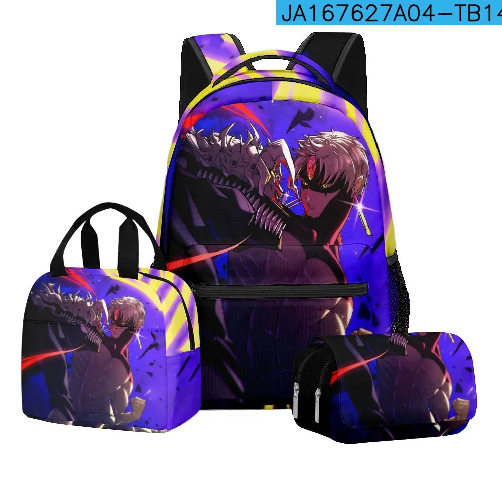 Luxury Popular Novelty DANDADAN 3D Printed 3pcs/Set student School Bags Travel Notebook Backpack Lunch bag Pencil Case