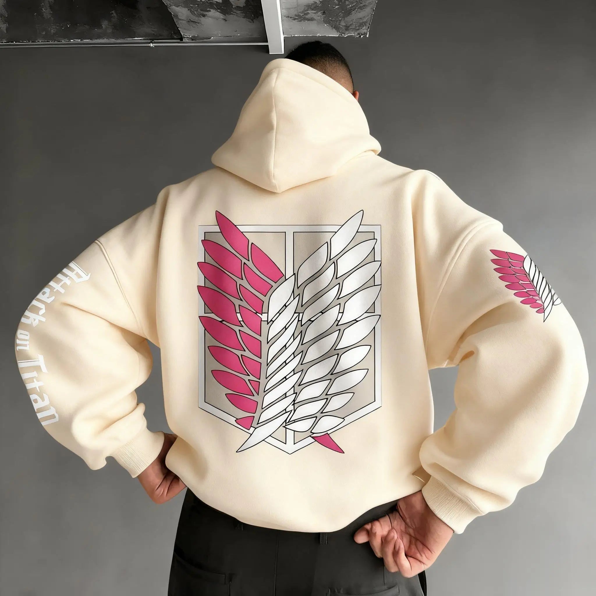 Oversized Casual Attack on Titan Anime Hoodie Men Women Wings Print Spring Autumn Pullover Sweatshirt Streetwear Fashion