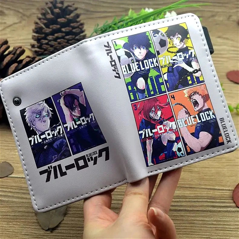 Anime Blue Lock Short Fold Over Wallet PU Leather Purse Nagi Seishiro Mikage Reo Isagi Yoichi