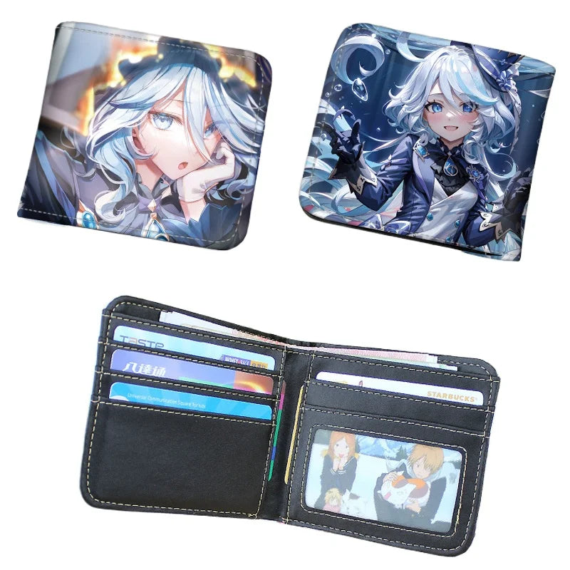 Genshin Impact Raiden Shogun Short PU Leather Wallet Cute Nahida Kamisato Ayaka Folding Purse